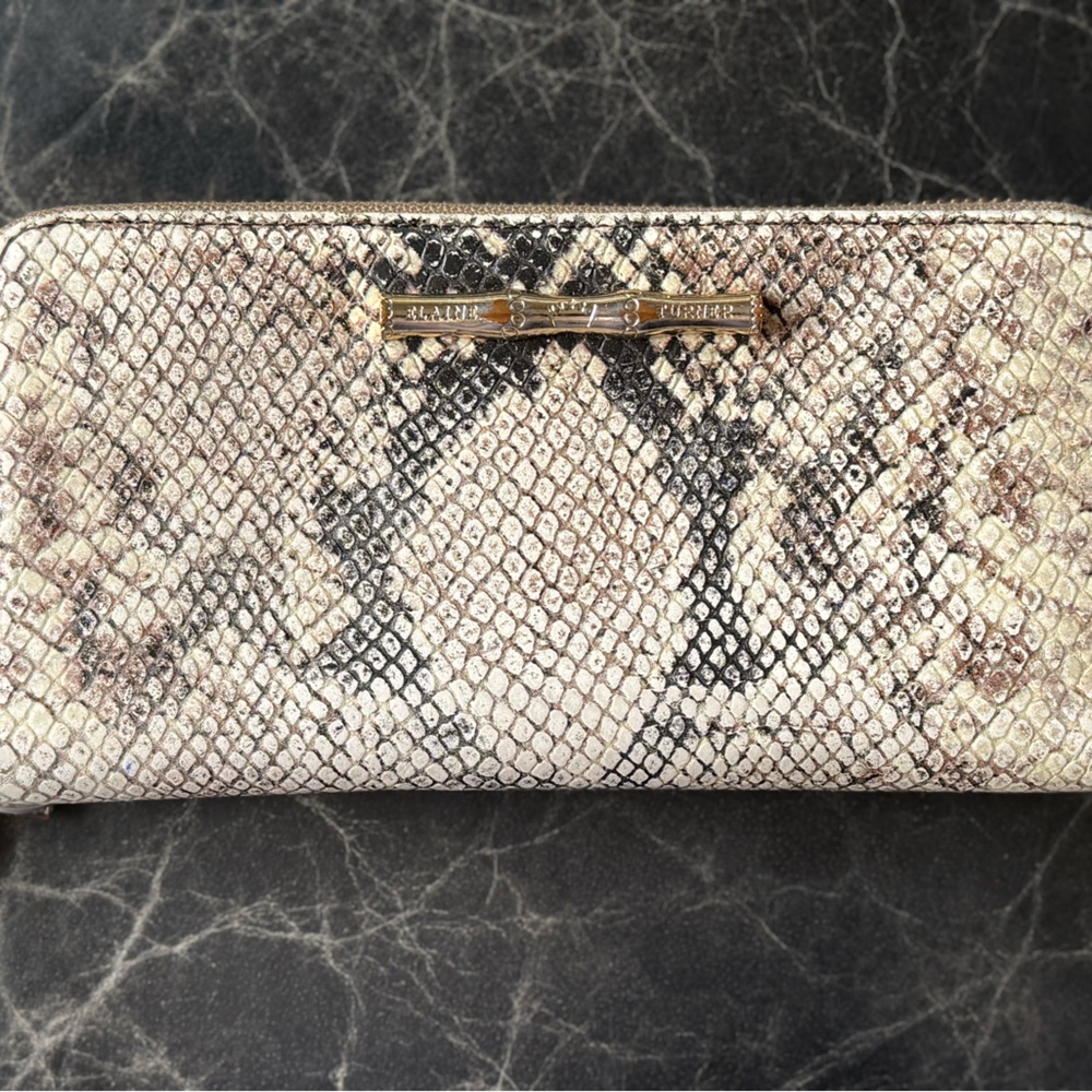 Elaine Turner Snakeskin Wallet - Cream and Black